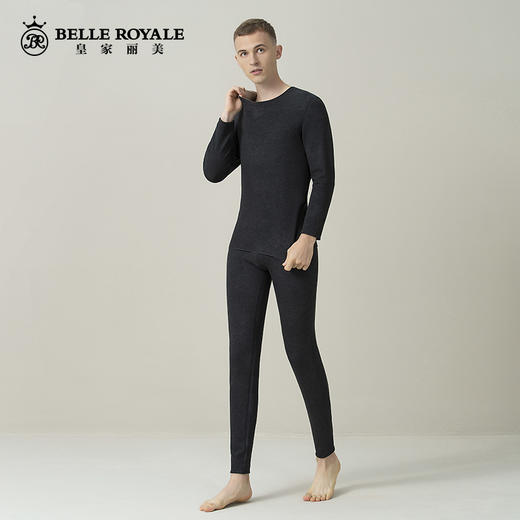 皇家丽美中厚款320g保暖内衣男士羊绒蚕丝打底衫无痕自发热内衣套装BNN8213 商品图3