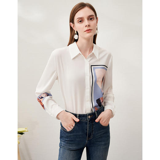 EITIE爱特爱春季新款时尚气质印花衬衫女上衣6909606 商品图1