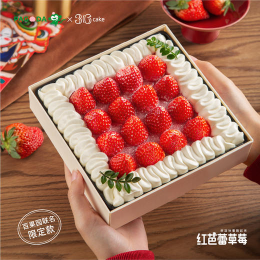 【仅限深圳购买，百果园&36cake联名限定】红芭蕾草莓小方盒，可选1.5磅 商品图2