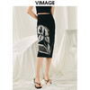 VIMAGE纬漫纪春季新款高腰复古印花半身裙 V1901507 商品缩略图2