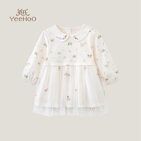 英氏裙子春季女童连衣裙23新款洋气公主碎花长袖纱裙YRLAJ1P173A