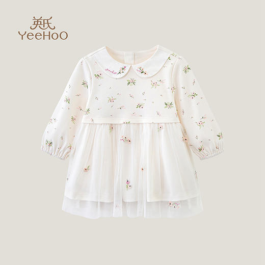 英氏裙子春季女童连衣裙23新款洋气公主碎花长袖纱裙YRLAJ1P173A 商品图0
