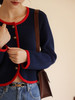 【世界音乐】HeyDress法式复古针织开衫女秋季圆领撞色设计感上衣短款长袖外套 商品缩略图2