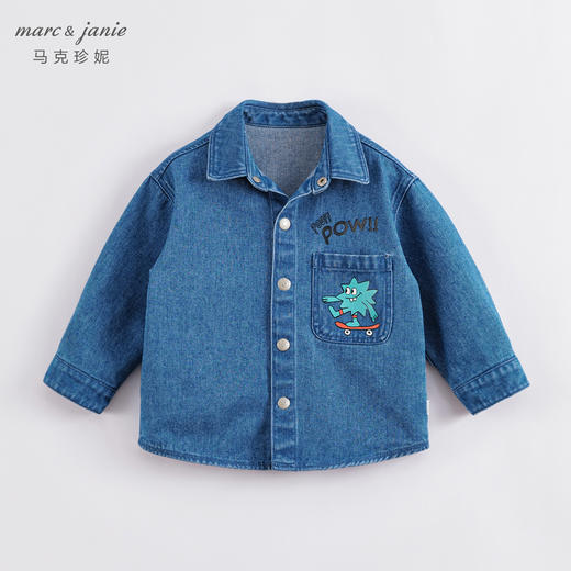 马克珍妮春装新款 男童口袋印花全棉牛仔外套230218 商品图1
