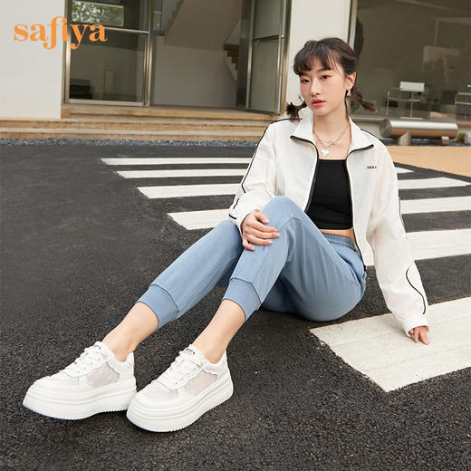 Safiya/索菲娅 2023年春季新款厚底增高透气网面休闲板鞋 SF31112036 商品图3
