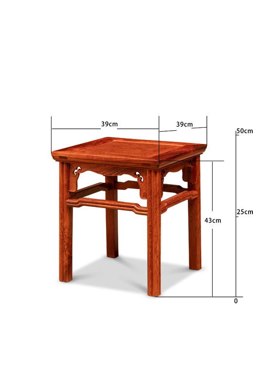 红桥红  家具严选  缅甸花梨(大果紫檀）  【38瓜棱腿方凳】 商品图3