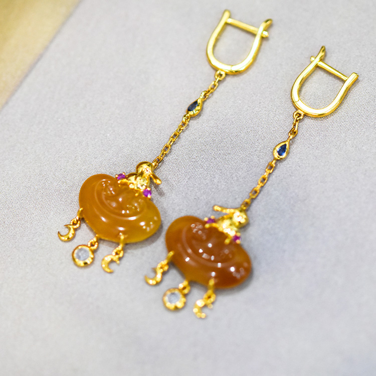 元宝如意兔子耳环【柿柿如意】系列【定制】