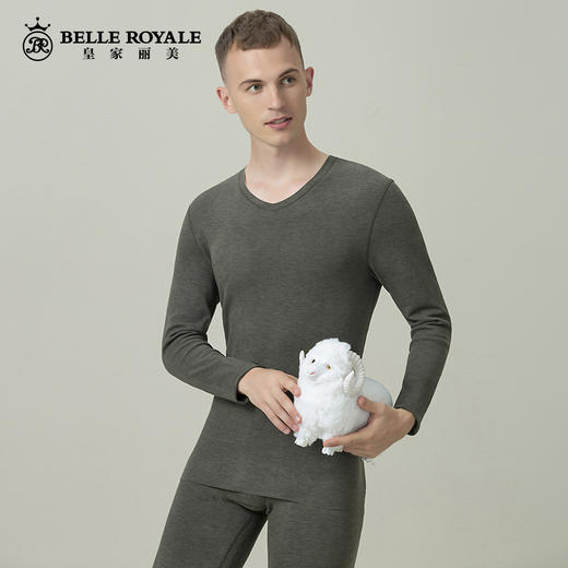 皇家丽美中厚款320g保暖内衣男士羊绒蚕丝打底衫无痕自发热内衣套装BNN8213 商品图0