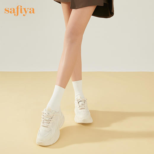 Safiya/索菲娅 街头风新潮2023年春季新款厚底松糕网面休闲老爹鞋  SF31112070 商品图4