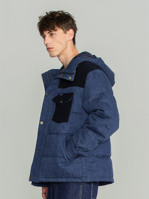 Lee商场同款101+22秋冬新品舒适拼接蓝男羽绒服LMT003619100-769 商品图4