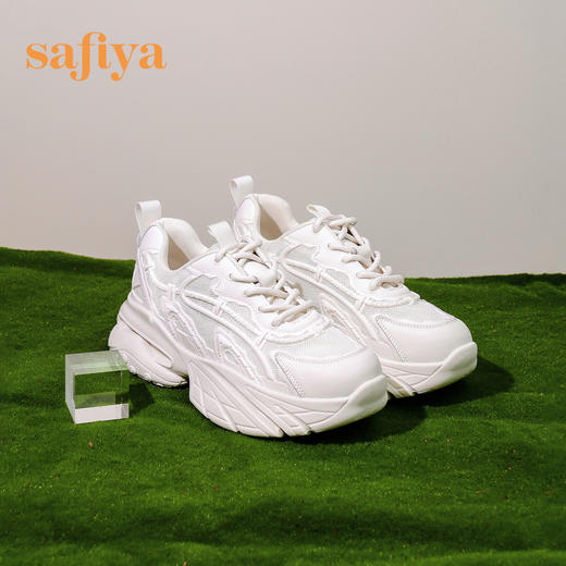 Safiya/索菲娅 街头风新潮2023年春季新款厚底松糕网面休闲老爹鞋  SF31112070 商品图9