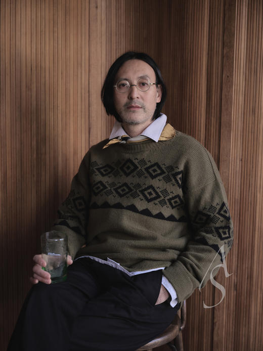 MargaretHowell  男士橄榄绿/黑色费尔岛纹羊羔毛毛衣 商品图0