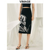 VIMAGE纬漫纪春季新款高腰复古印花半身裙 V1901507 商品缩略图0