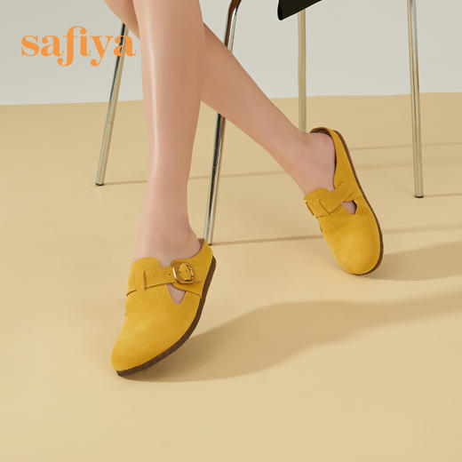 Safiya/索菲娅 复古一脚蹬2023年春季新款软底休闲外穿勃肯半拖鞋 SF31110144 商品图7