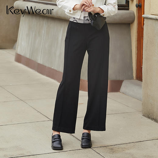 奇威通勤舒适阔腿裤休闲裤0DB02032 商品图0