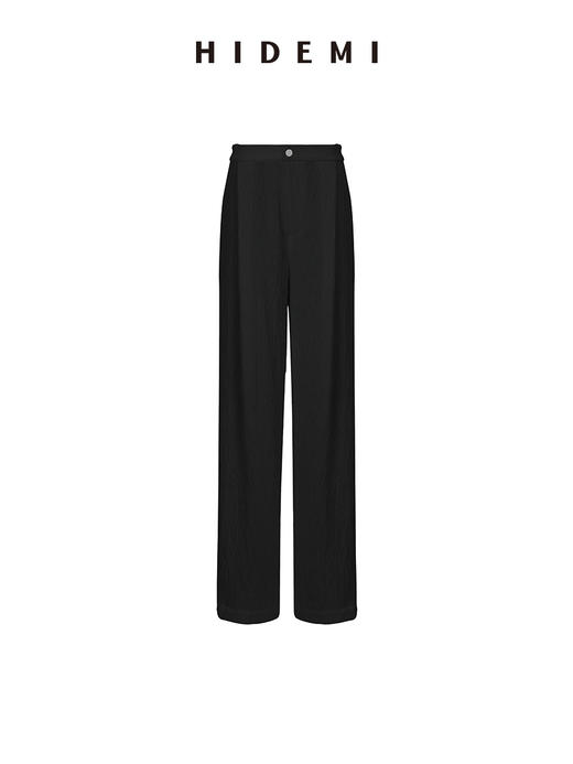 HIDEMI 极简褶皱垂顺感纽扣口袋外套/长裤套装  黑色/白色 商品图13