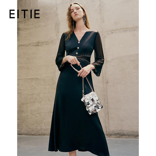 EITIE爱特爱春季新款时尚气质收腰大气显瘦礼服连衣裙女7377007 商品图0