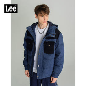 Lee商场同款101+22秋冬新品舒适拼接蓝男羽绒服LMT003619100-769