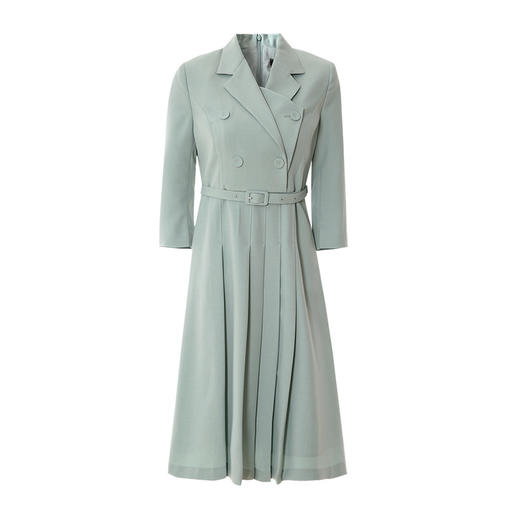 EITIE爱特爱春季新品西装V领优雅束腰显瘦百褶连衣裙6907624 商品图5