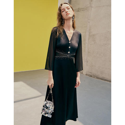 EITIE爱特爱春季新款时尚气质收腰大气显瘦礼服连衣裙女7377007 商品图2