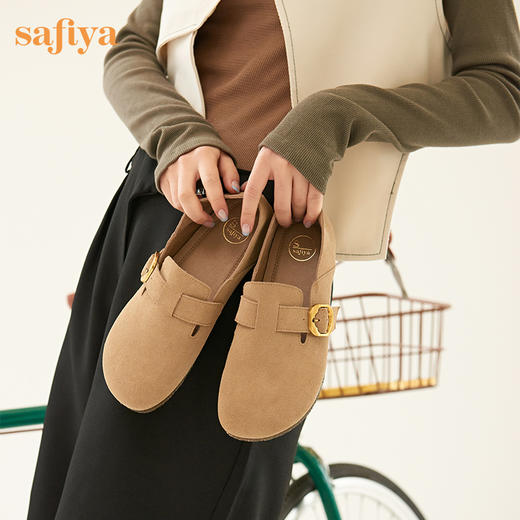 【一件279】Safiya/索菲娅 新潮2023年春季新款复古一脚蹬两穿软底勃肯鞋 SF31112145 商品图4