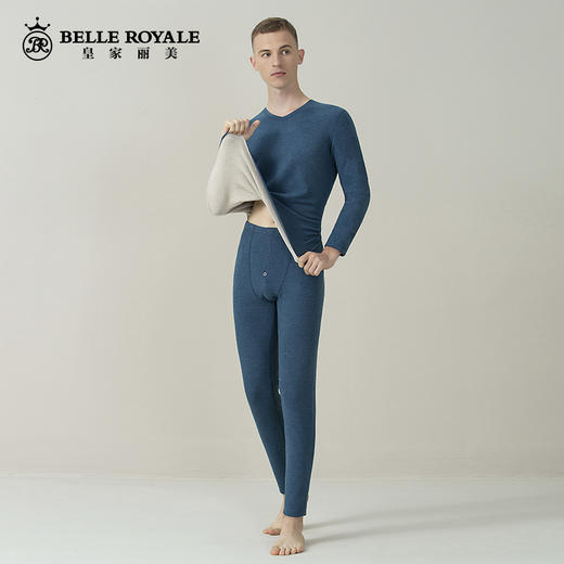 皇家丽美中厚款320g保暖内衣男士羊绒蚕丝打底衫无痕自发热内衣套装BNN8213 商品图2