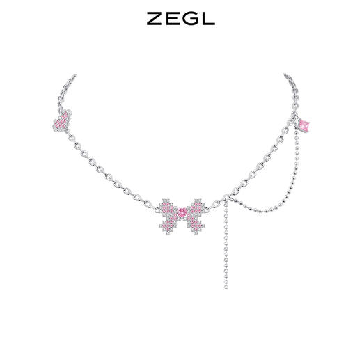 ZEGL设计师幻蝶心语系列蝴蝶结流苏项链女生小众设计高级感锁骨链 商品图0
