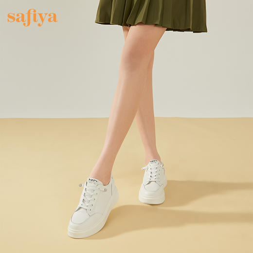 Safiya/索菲娅 舒适一脚蹬2023年春季新款厚底内增高百搭休闲板鞋 SF31112051 商品图3