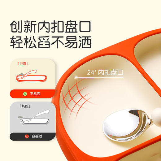 Thyseed世喜 宝宝儿童3D不锈钢叉勺 硅胶餐盘圆润边边防滑握柄设计 12月+ 商品图9