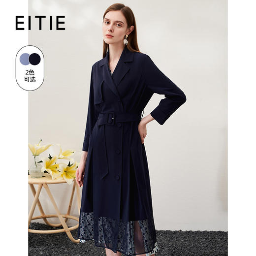 EITIE爱特爱春季新款优雅修身显瘦蕾丝拼接风衣女6904605 商品图1