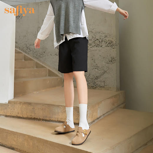 Safiya/索菲娅 复古一脚蹬2023年春季新款软底休闲外穿勃肯半拖鞋 SF31110144 商品图5