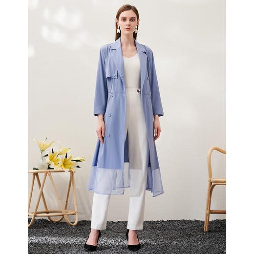 EITIE爱特爱春季新款优雅修身显瘦蕾丝拼接风衣女6904605 商品图4