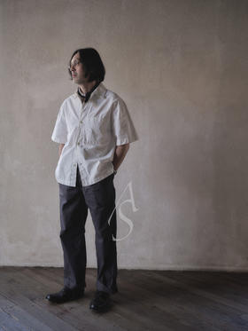 MHL  男士银炭灰/卡其绿松紧腰棉质直筒裤