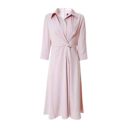 EITIE爱特爱春季新款优雅五分袖V领显瘦收腰过膝连衣裙6907628 商品图5