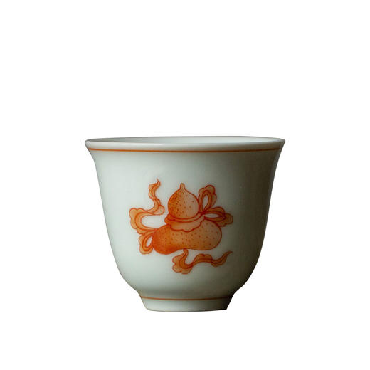茶香记 矾红拟古暗八仙品茗杯贴绘陶瓷客杯40ml明艳古雅茶杯品杯 商品图4