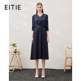 EITIE爱特爱春季新款优雅V领显瘦高腰连衣裙A2307117