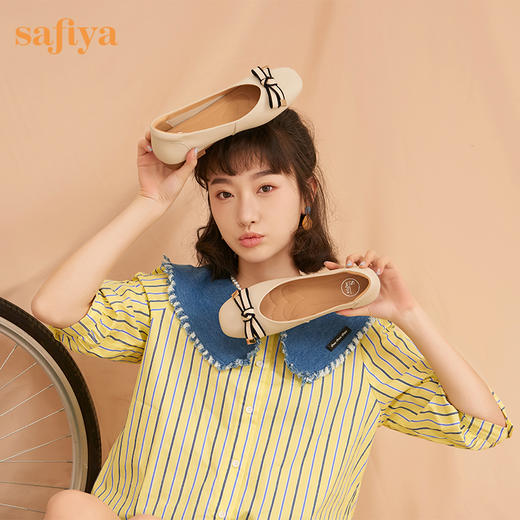Safiya/索菲娅 2023年春季新款浅口软底蝴蝶结气质低跟休闲单鞋 SF31111142 商品图0