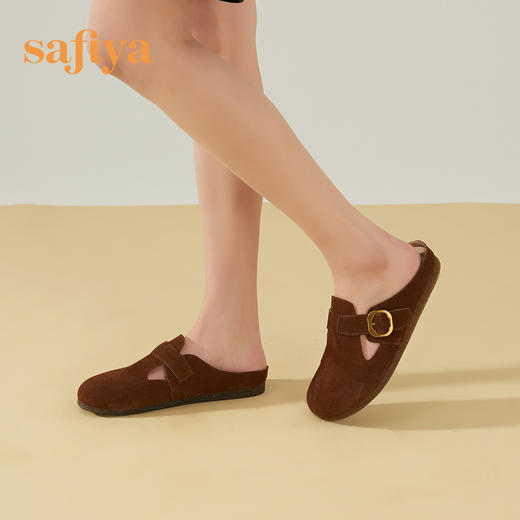 Safiya/索菲娅 复古一脚蹬2023年春季新款软底休闲外穿勃肯半拖鞋 SF31110144 商品图8