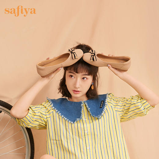 Safiya/索菲娅 2023年春季新款浅口软底蝴蝶结气质低跟休闲单鞋 SF31111142 商品图2