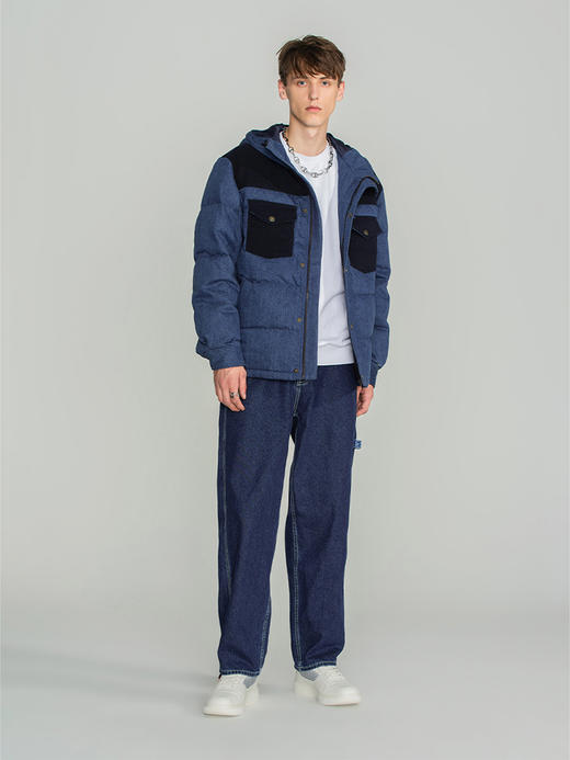 Lee商场同款101+22秋冬新品舒适拼接蓝男羽绒服LMT003619100-769 商品图3
