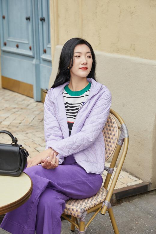 奇威菱形绗缝连帽轻薄棉服0DB04018 商品图6