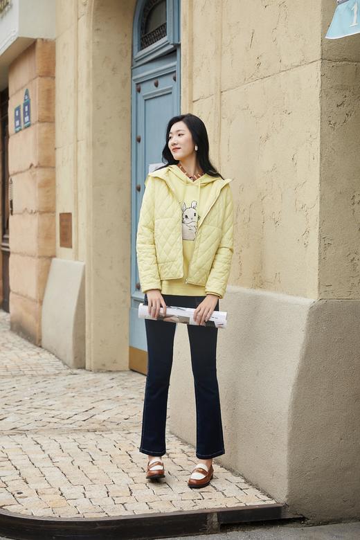 奇威菱形绗缝连帽轻薄棉服0DB04018 商品图8