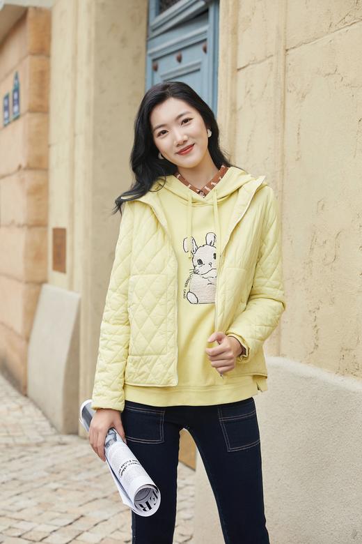 奇威菱形绗缝连帽轻薄棉服0DB04018 商品图10