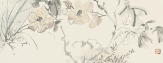 姚震西《平常花草3》/画芯尺寸59*22cm/已装框 商品图0