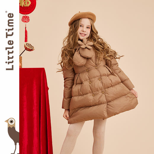 littletime女童羽绒服冬季中长款加厚白鸭绒2022新款洋气儿童棉服 商品图0