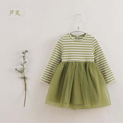 【马克珍妮 芦芙】春装新款 条纹弹力网纱连衣裙230339 商品图0