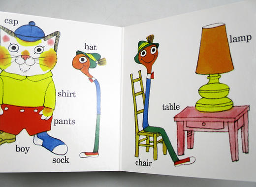 斯凯瑞幼儿词汇 手掌纸板书 英文原版 Richard Scarry's Lowly Worm Word Book 低幼认知启蒙绘本图画书 全英文版进口英语书籍 商品图2