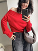 322工房轻柔质感羊毛羊绒一字肩针织衫2022冬新款露肩毛衣女A963 商品缩略图0