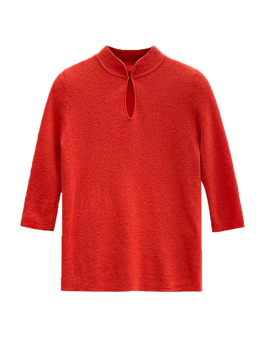 322工房新中式羊毛羊绒针织套头衫2022冬款极简百搭打底衫女A991 商品图4