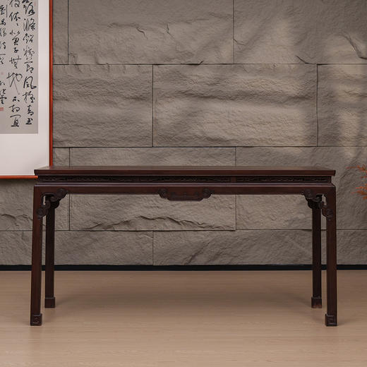 清 红木束腰马蹄腿如意云纹条桌 商品图0